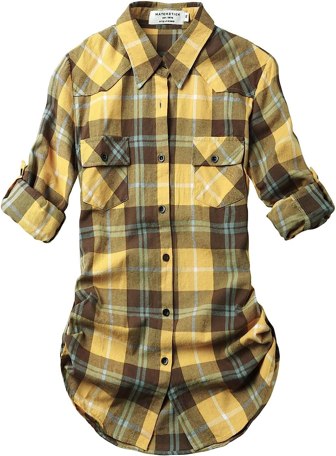 Match Women's Long Sleeve Flannel Plaid Shirt