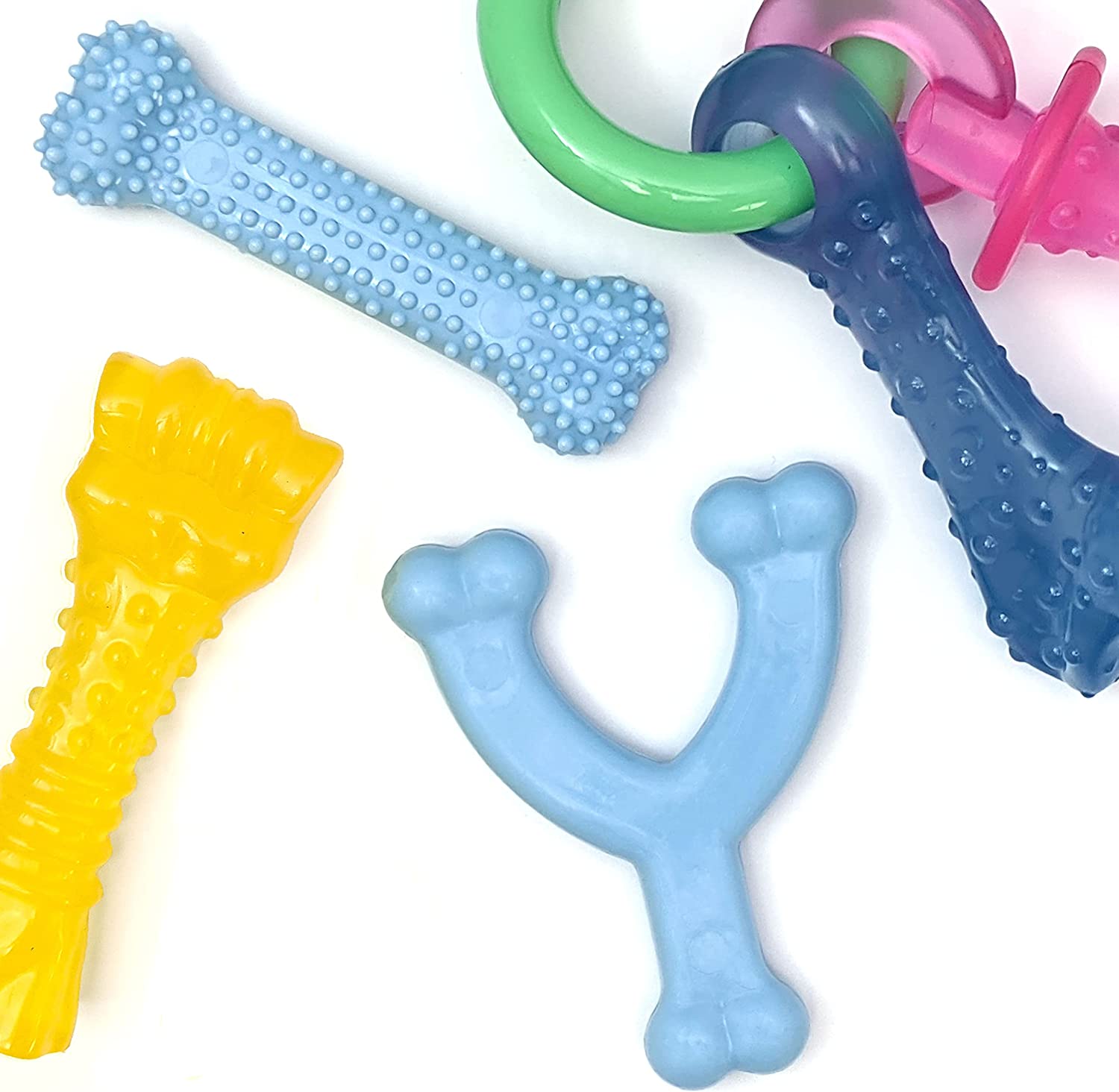 Nylabone Puppy Chew Toy Bundle Blue Bundle Chicken & Bacon X-Small