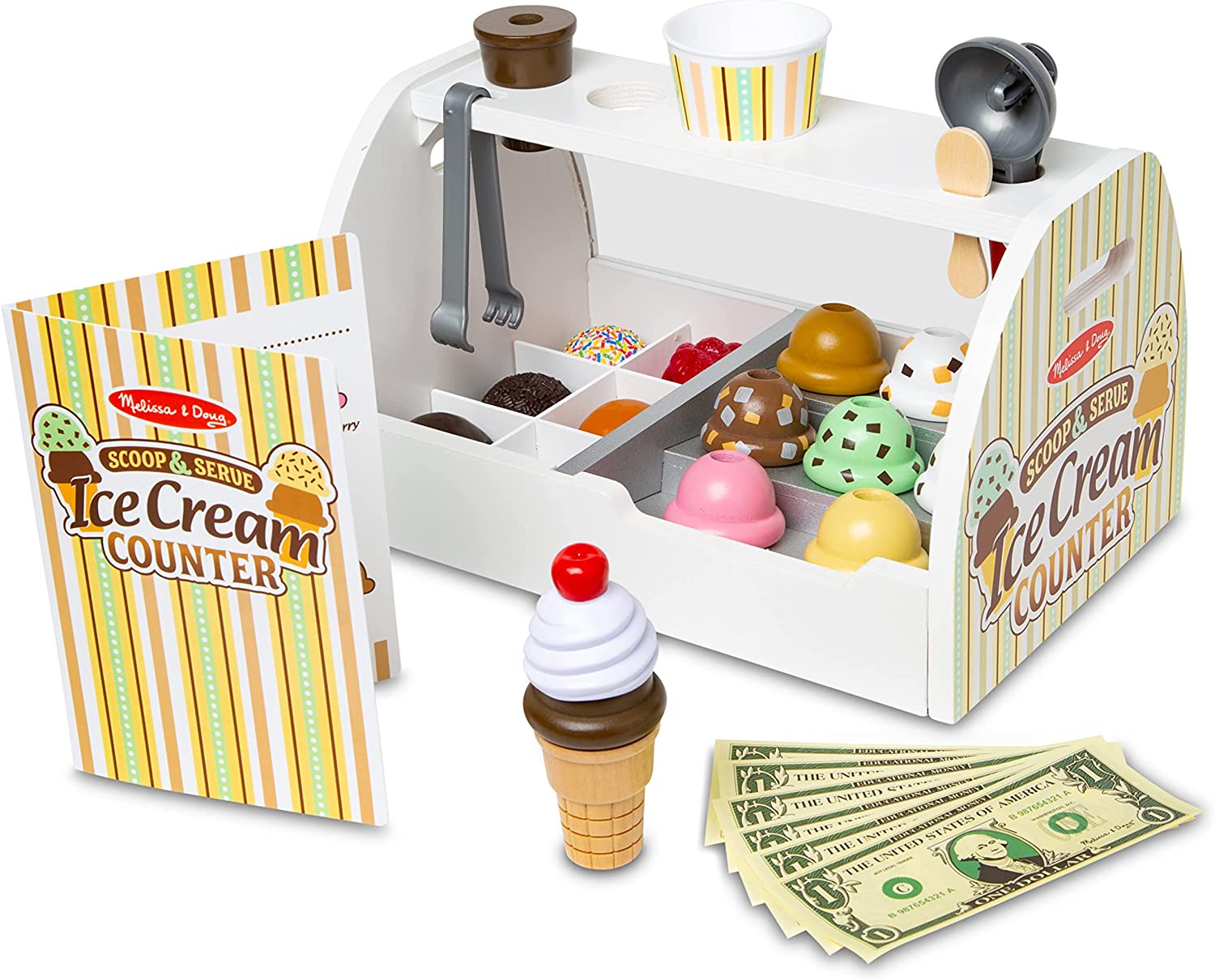 Melissa & Doug Wooden Scoop and Serve Ice Cream Counter