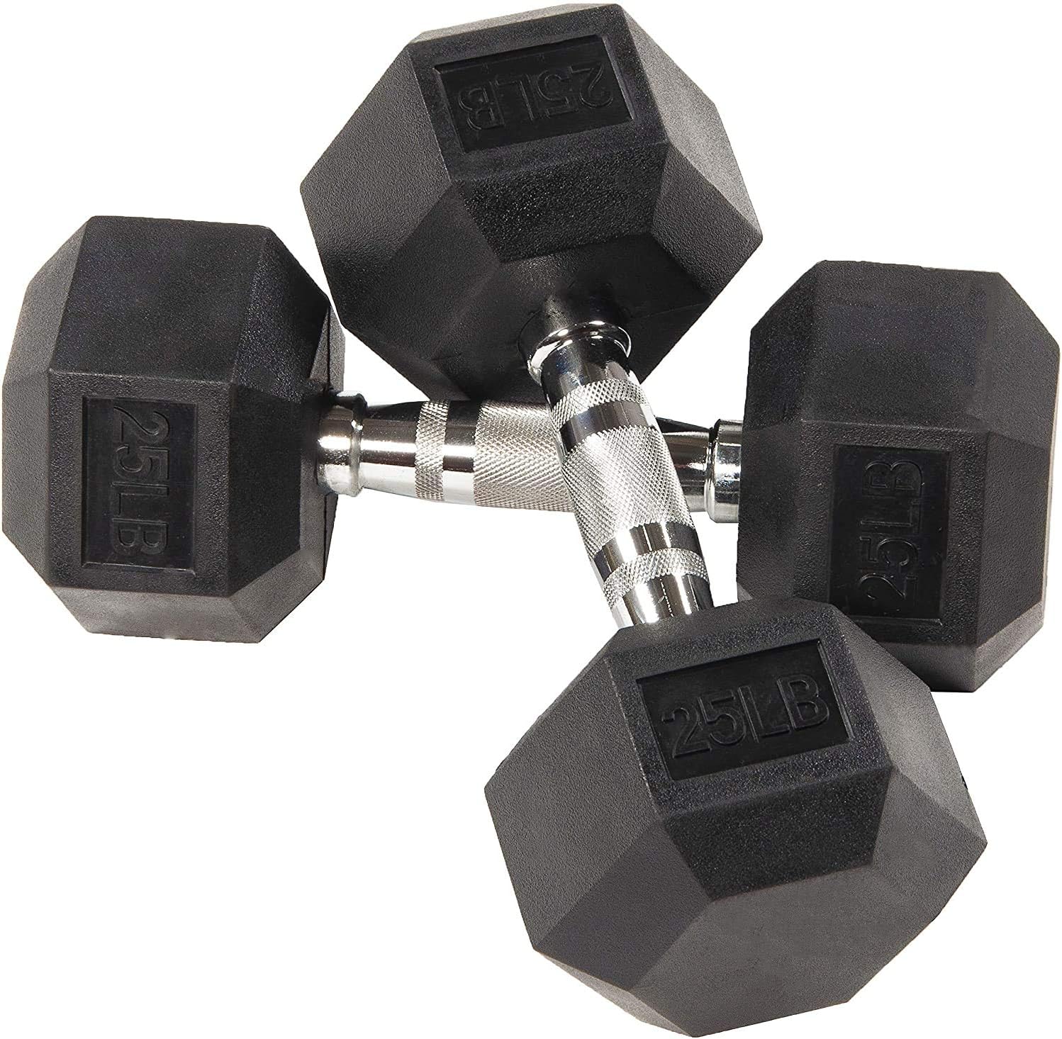 Fuxion Dumbbells 25 Lbs Rubber Encased Hex Pair